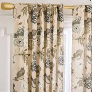 West Elm Poppy Blooms Curtain in Vetiver Green 48x84